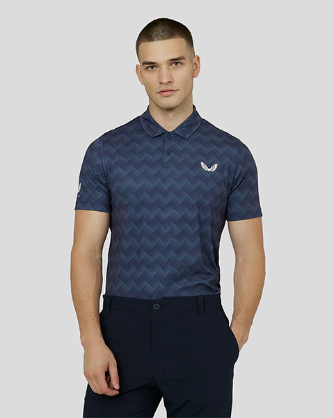 Castore Men's Printed Golf Polo - Midnight Navy