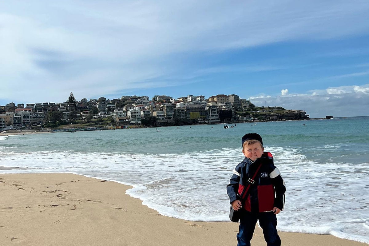 Hasbulla posing on Bondi Beach in Sydney, Australia, 