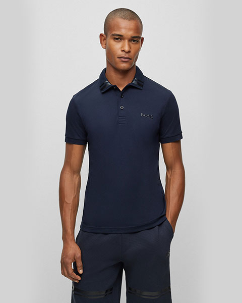 Hugo Boss Interlock-cotton slim-fit polo shirt with foil-print details