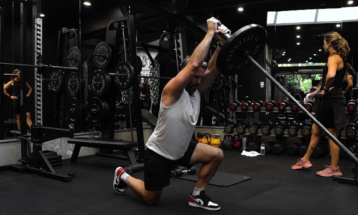 Kneeling Two Arm Landmine Press