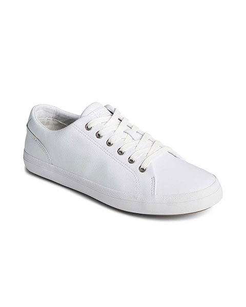 White Sperry Striper II LLT Leather Sneaker